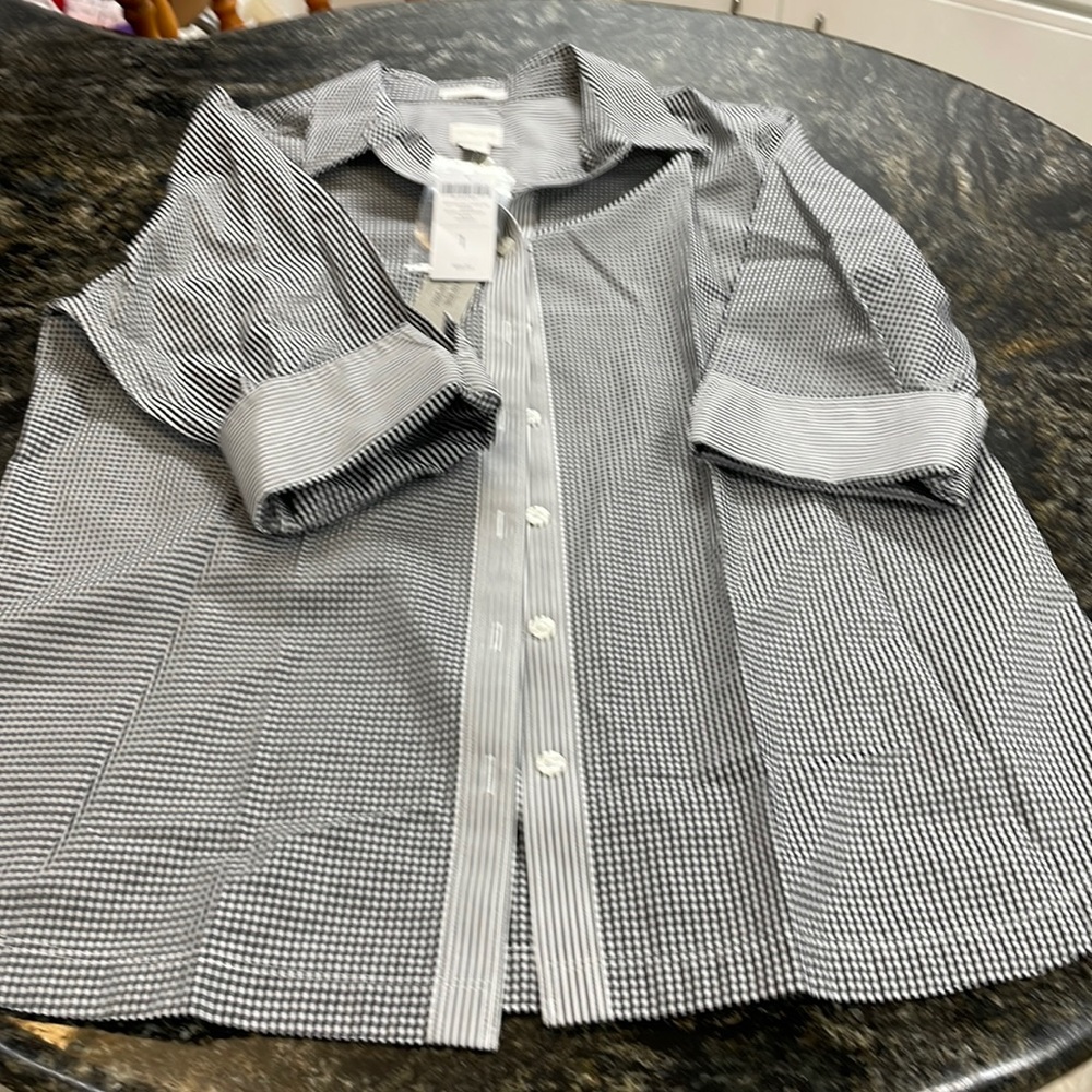 Chico size 1, Black & White Button Down Shirt NWT